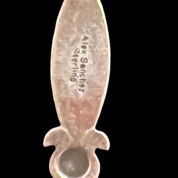 Vintage Alex Sanchez Pendant Sterling Silver Stampwork with Omega Chain - Picture 2 of 5